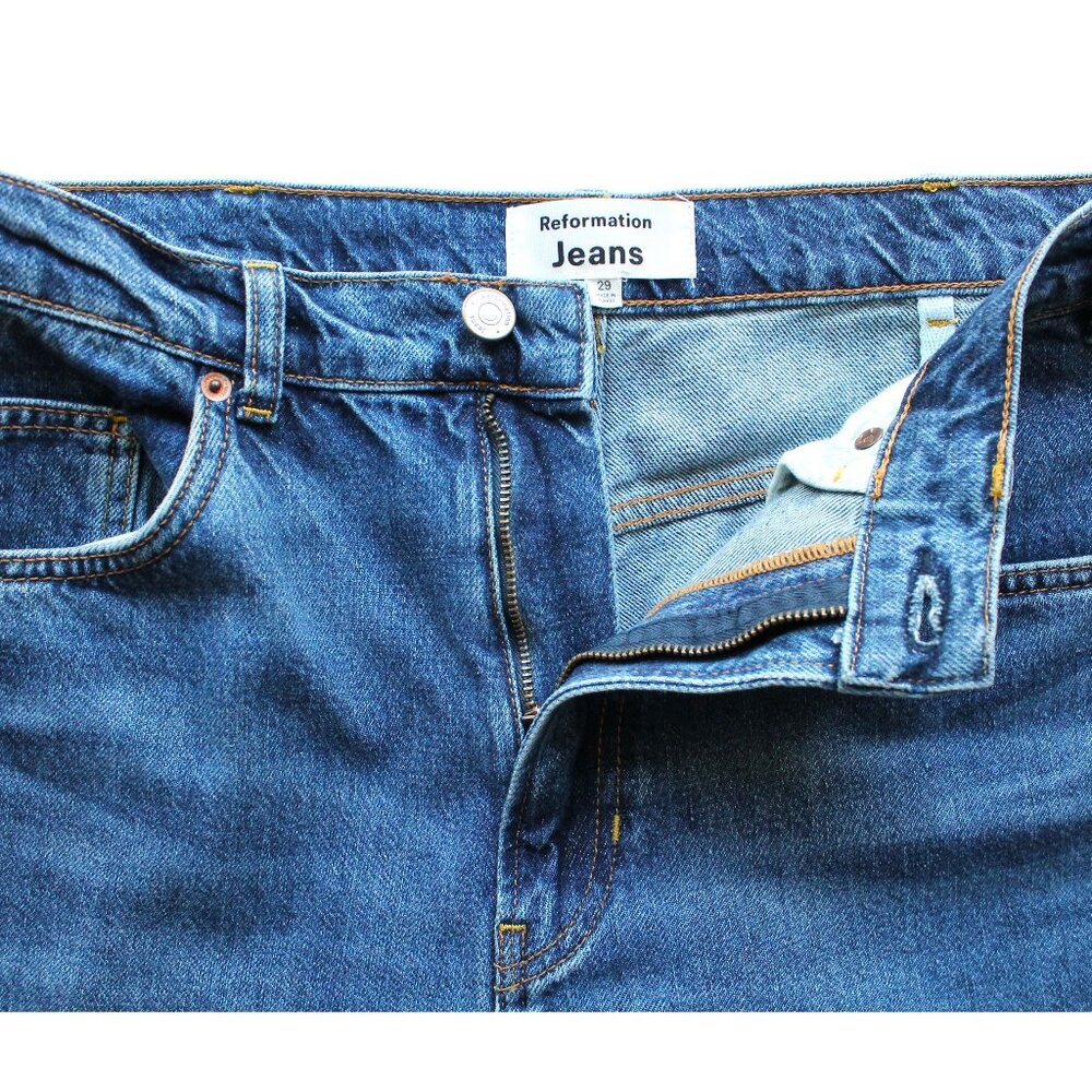 Reformation Hill Mid Rise Kick Flare Jeans 30" / Size 29 / Araceli Blue Relaxed - Picture 9 of 11